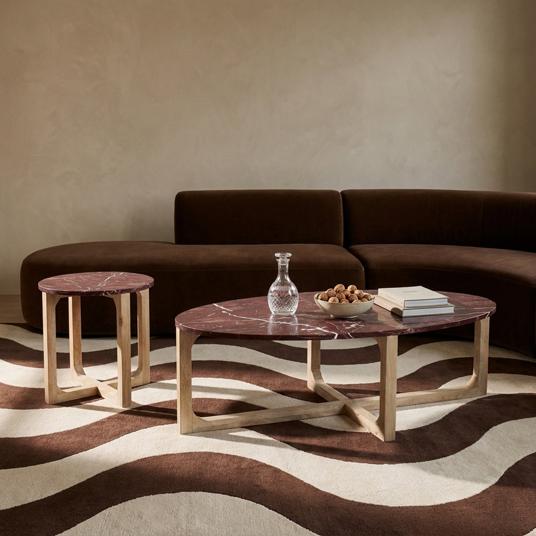 Marmeren bijzettafel rond ‘Cherry’ Raw Materials