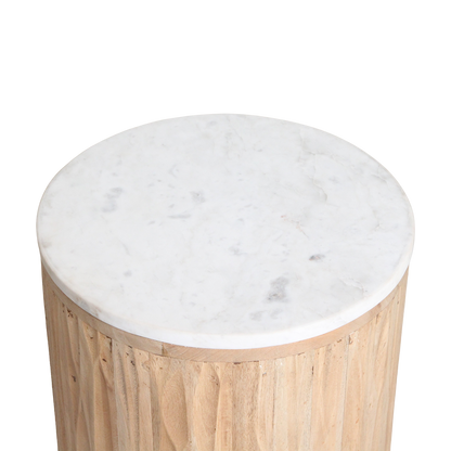 Ronde Bijzettafel Malakka Marmer Wit Raw Materials