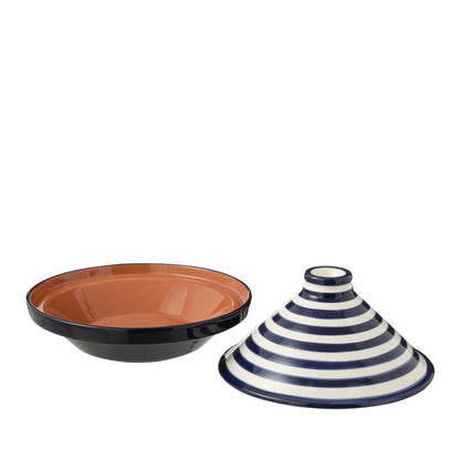 Tagine Granada Strepen Cobalt Blauw/Wit Keramiek J-Line