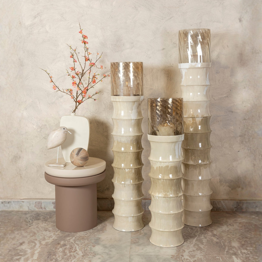 Windlicht Kaylyne Crème Emaille Large PTMD