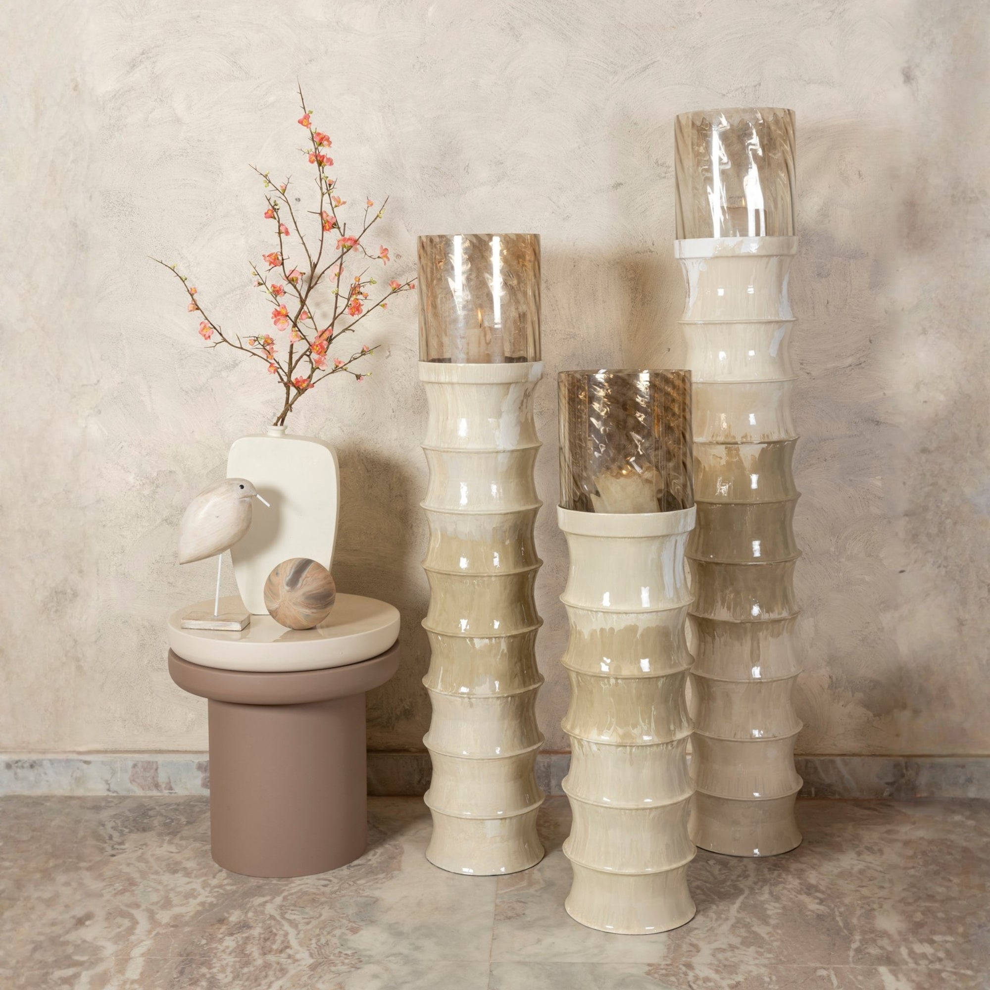 Windlicht Kaylyne Crème Emaille Small PTMD