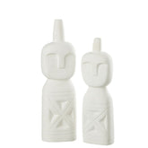 Afrikaans Gerkefd Figuur Hout Wit Set van 2 - Beeld - J-Line - livinglovely.nl