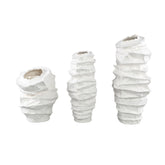 Aharon White Ceramic Irregular Shaped Vase Slim S 20x18x42cm PTMD - Vaas - PTMD - livinglovely.nl