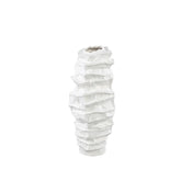 Aharon White Ceramic Irregular Shaped Vase Slim S 20x18x42cm PTMD - Vaas - PTMD - livinglovely.nl