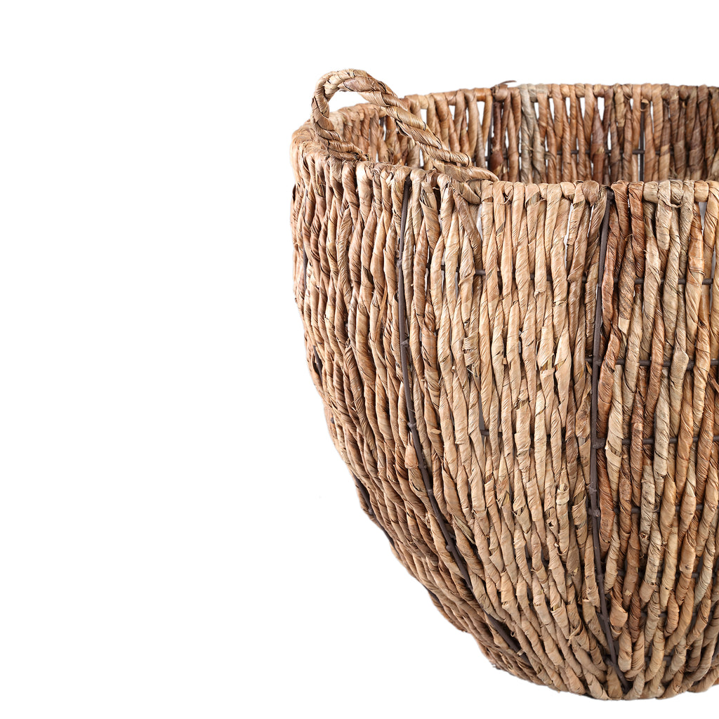 Alfan Brown bamboo basket round SV2 L - Mand - PTMD - livinglovely.nl