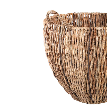 Alfan Brown bamboo basket round SV2 L - Mand - PTMD - livinglovely.nl