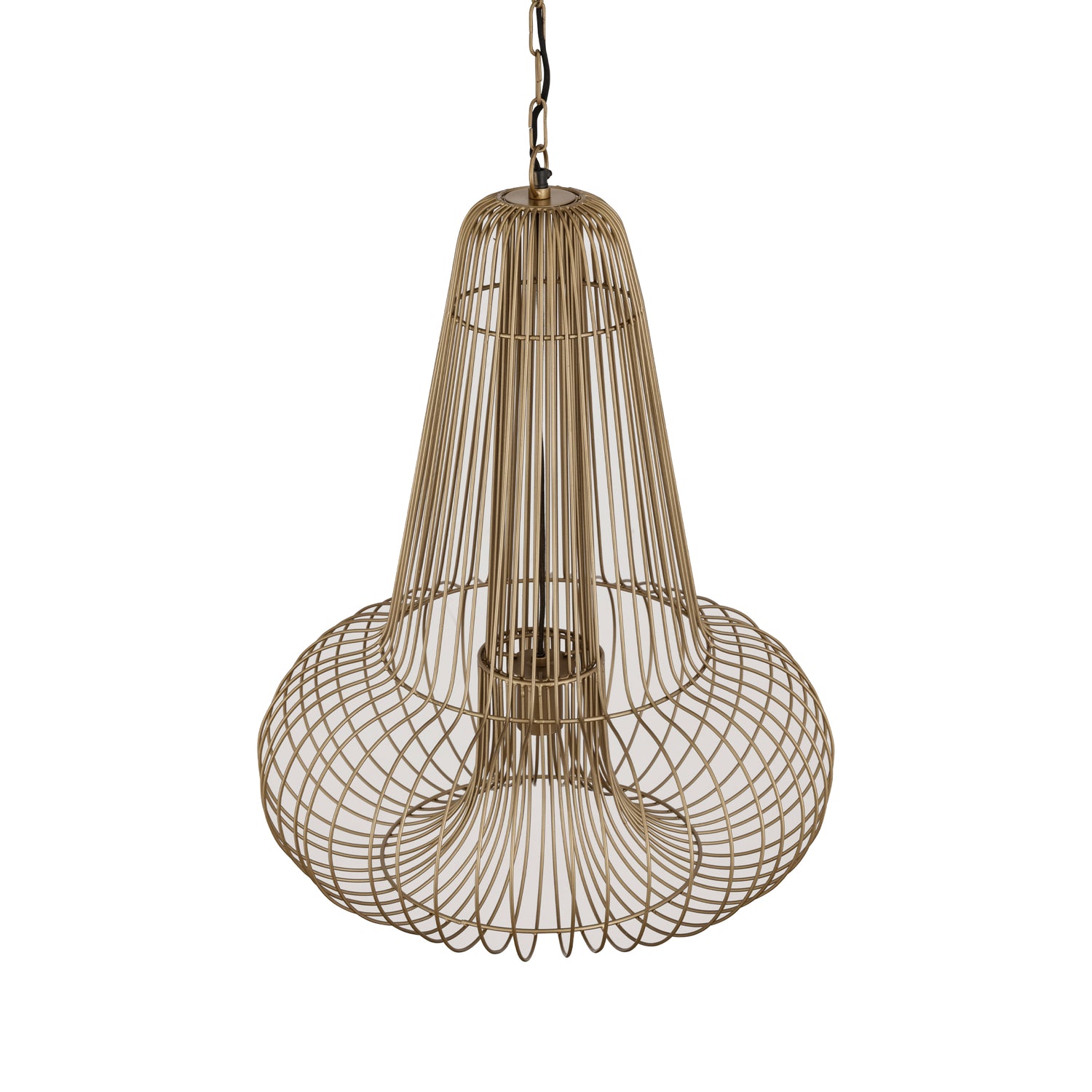 Aluesi Antique Brass Iron Wired Hanging Lamp PTMD - Hanglamp - PTMD - livinglovely.nl