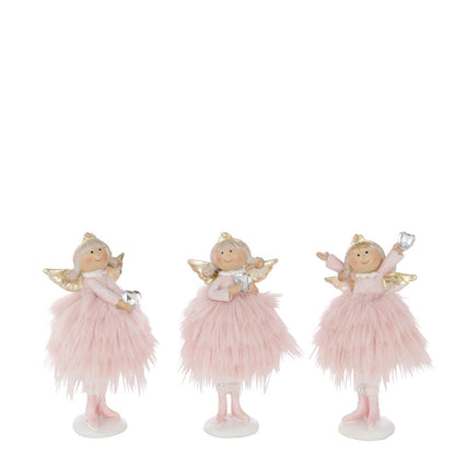 Angel Diamond Heart Polyresin Light Pink Small Assortment Of 3 - - J-Line - livinglovely.nl