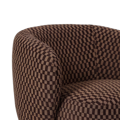 Aphrodite Fauteuil Donkerbruin Blocked van PTMD, detail van de Blocked bekleding