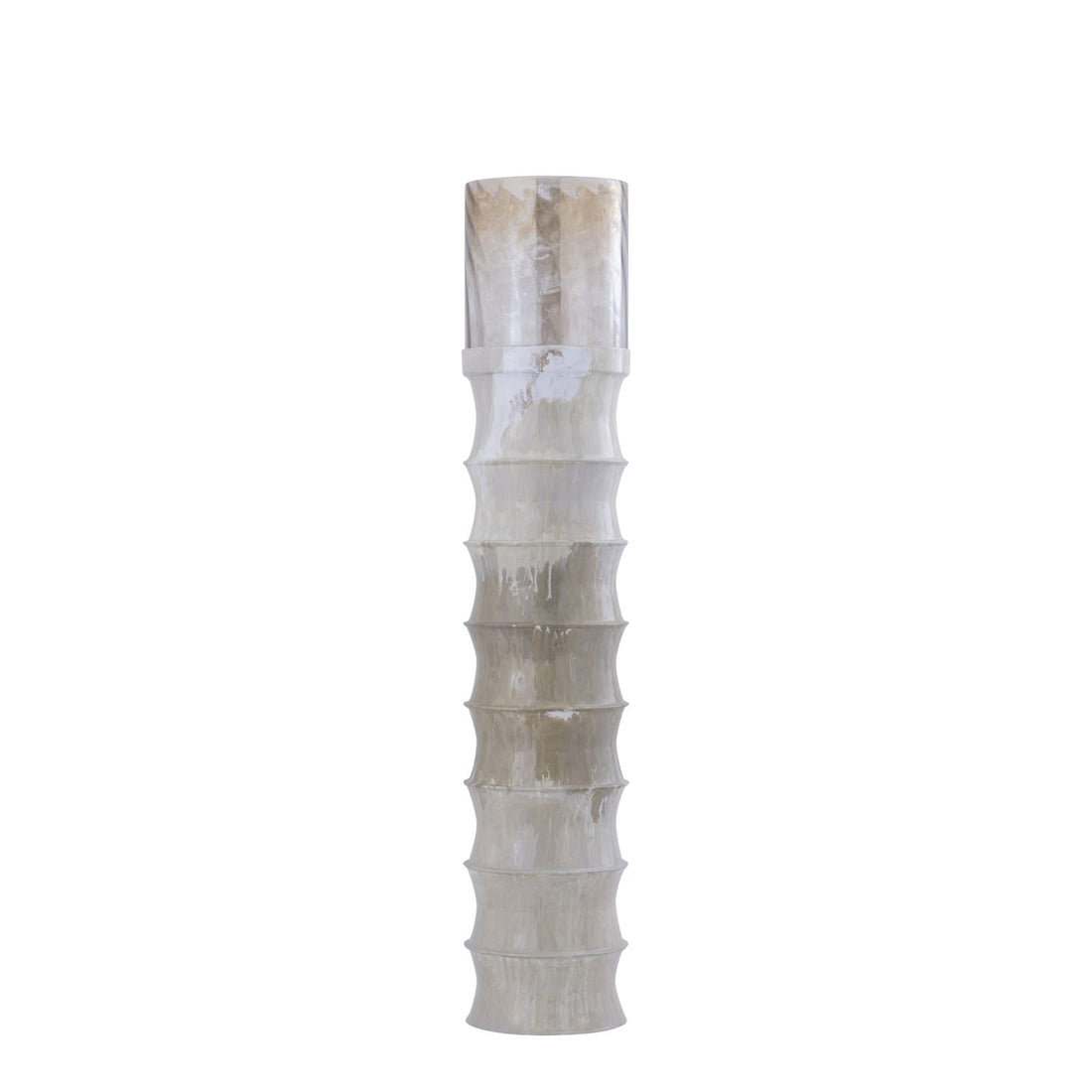 ARCHIVED: Kaylyne Cream Enamel Ribbed Stormlight W Glas L PTMD - Kandelaar - PTMD - livinglovely.nl
