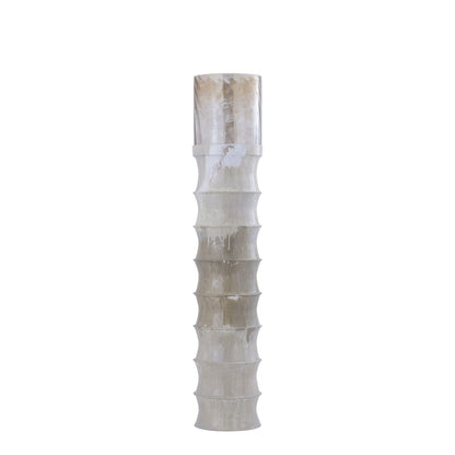 ARCHIVED: Kaylyne Cream Enamel Ribbed Stormlight W Glas M PTMD - Kandelaar - PTMD - livinglovely.nl