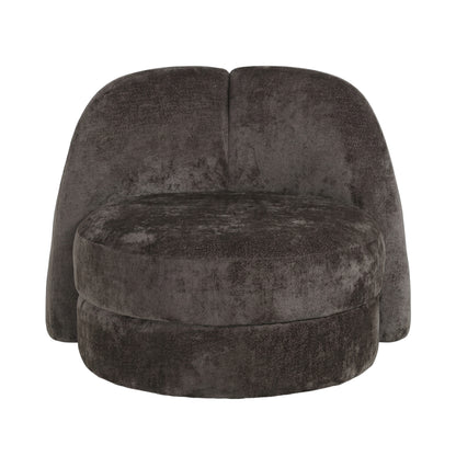 Arco Fauteuil Rond Aphrodite Donkerbruin van PTMD, donkerbruine ronde fauteuil met Aphrodite stof