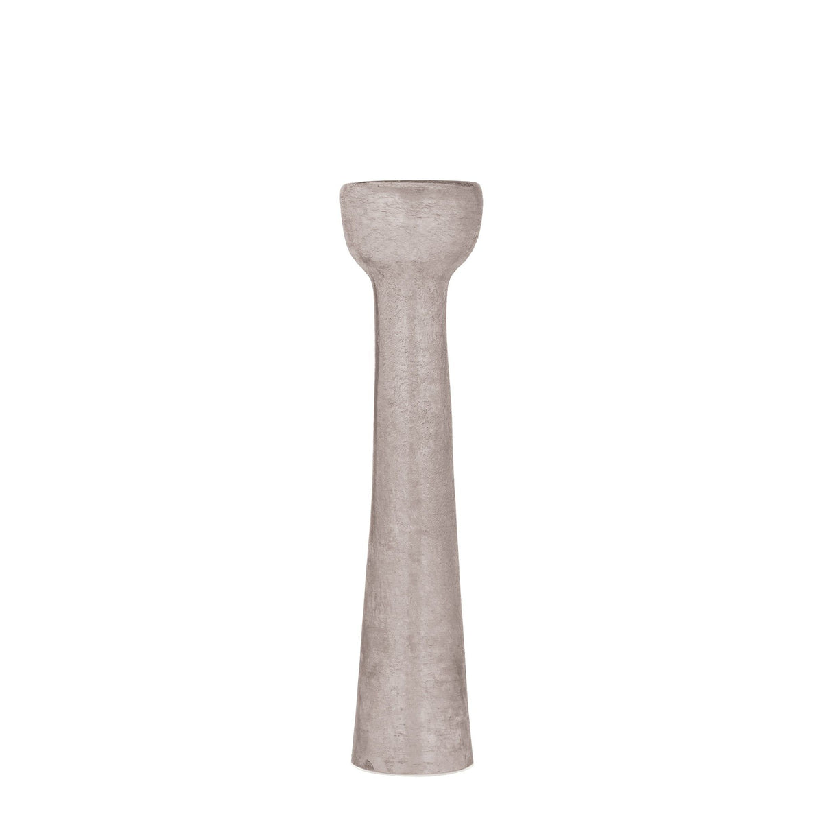 Arey Kandelaar Glas Donkergrijs Rond Hoog Medium van PTMD, vooraanzicht van de hoge ronde kandelaar op wit