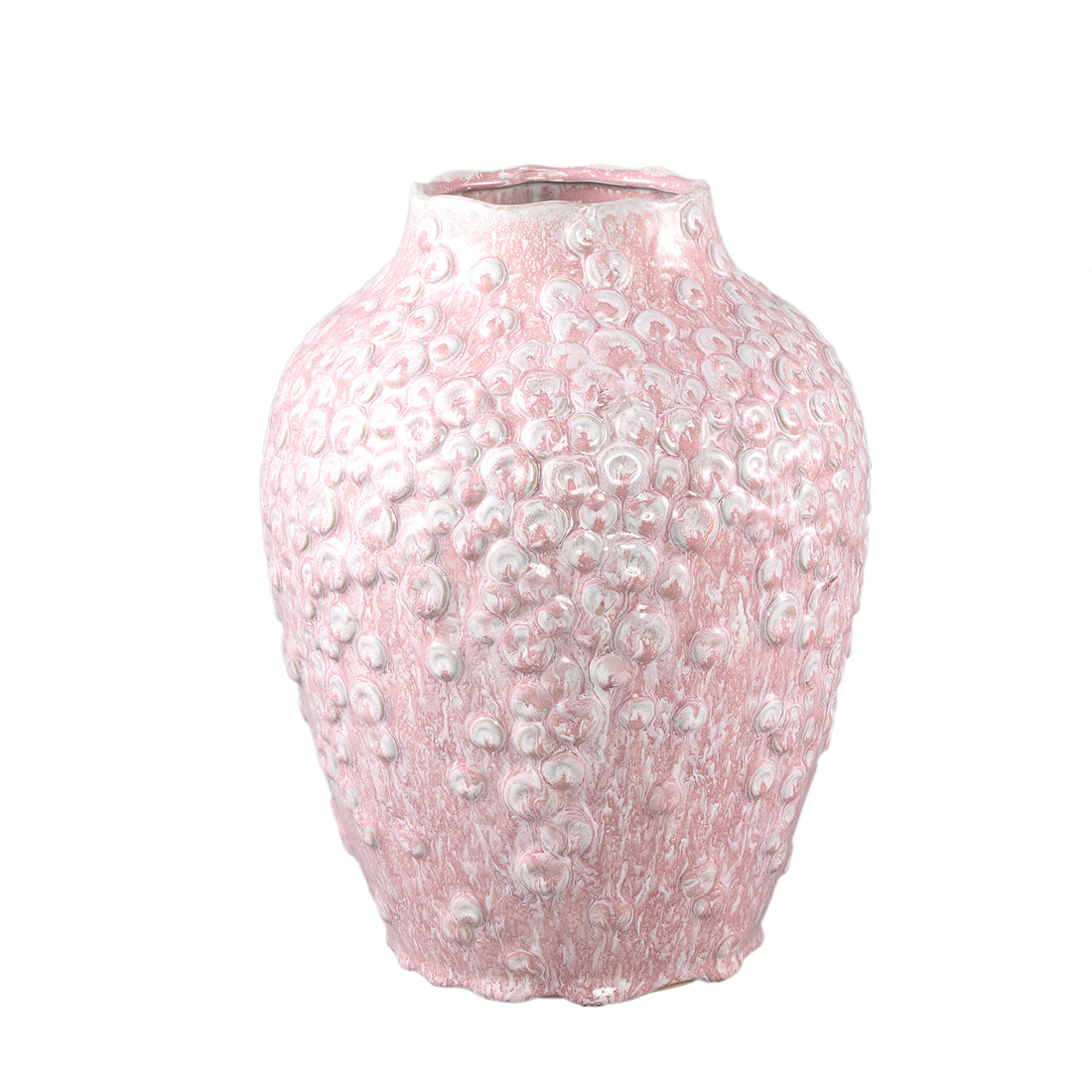 Avis PInk Ceramic Pot Round Shaped Scales High L Dia26cmxH35cm PTMD - Pot - PTMD - livinglovely.nl