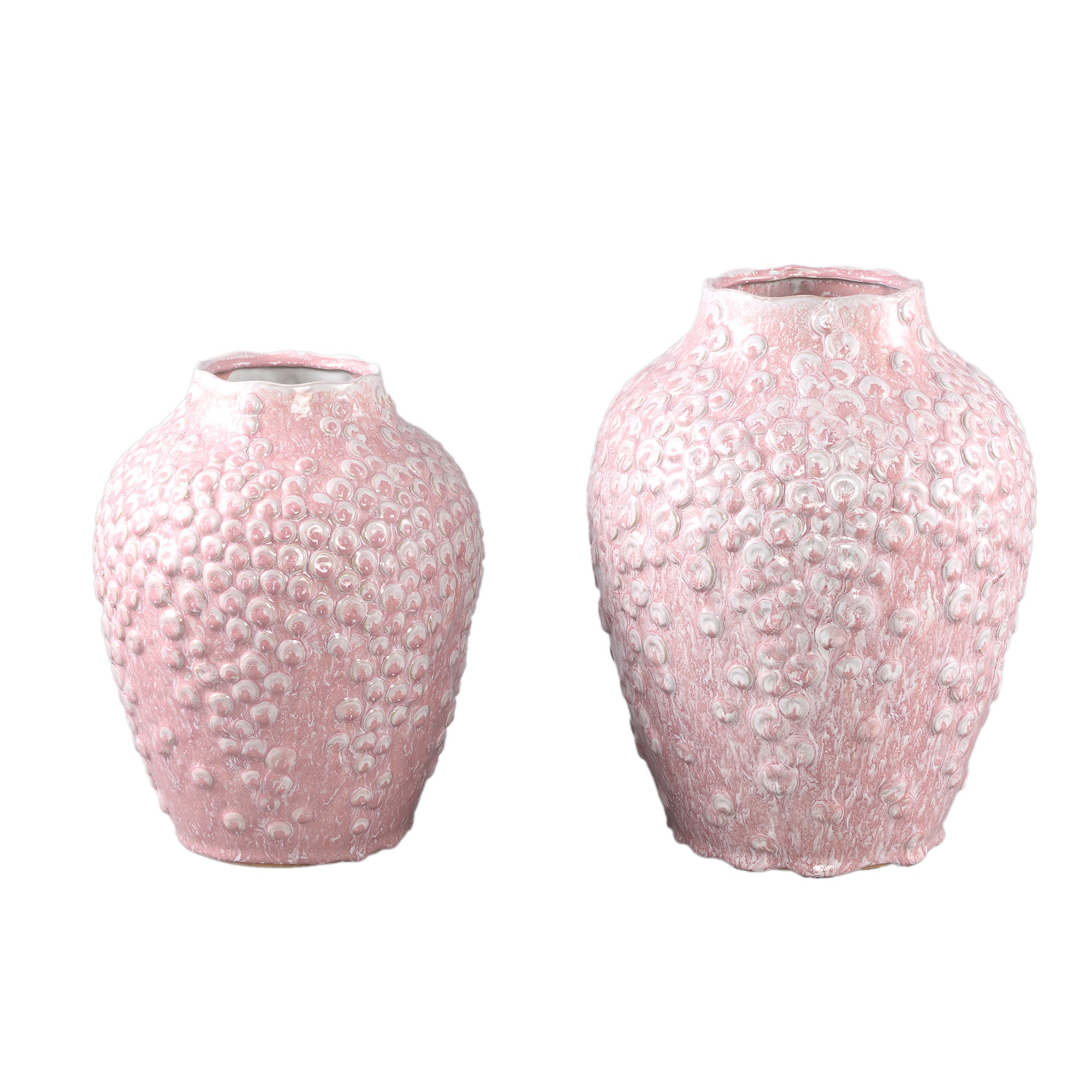 Avis PInk Ceramic Pot Round Shaped Scales High S Dia 24cmxH30cm PTMD - Pot - PTMD - livinglovely.nl