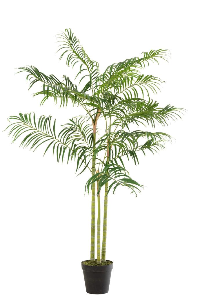 Bamboepalm In Pot Plastiek Groen/Zwart Small - Kunstplant - J-Line - livinglovely.nl