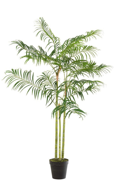 Bamboepalm In Pot Plastiek Groen/Zwart Small - Kunstplant - J-Line - livinglovely.nl