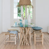 Bank Timo Gras/Teak Hout Naturel - Bankje - J-Line - livinglovely.nl