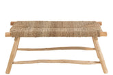 Bank Timo Gras/Teak Hout Naturel - Bankje - J-Line - livinglovely.nl