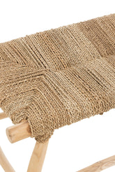 Bank Timo Gras/Teak Hout Naturel - Bankje - J-Line - livinglovely.nl