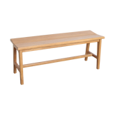 Bankje Teakhout Beige 120cm van Raw Materials, vooraanzicht van de langwerpige zitting