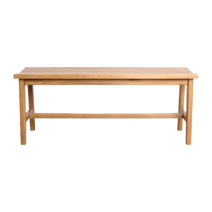Bankje Teakhout Beige 120cm van Raw Materials, detail van de houtnerf en de verbinding van de poten