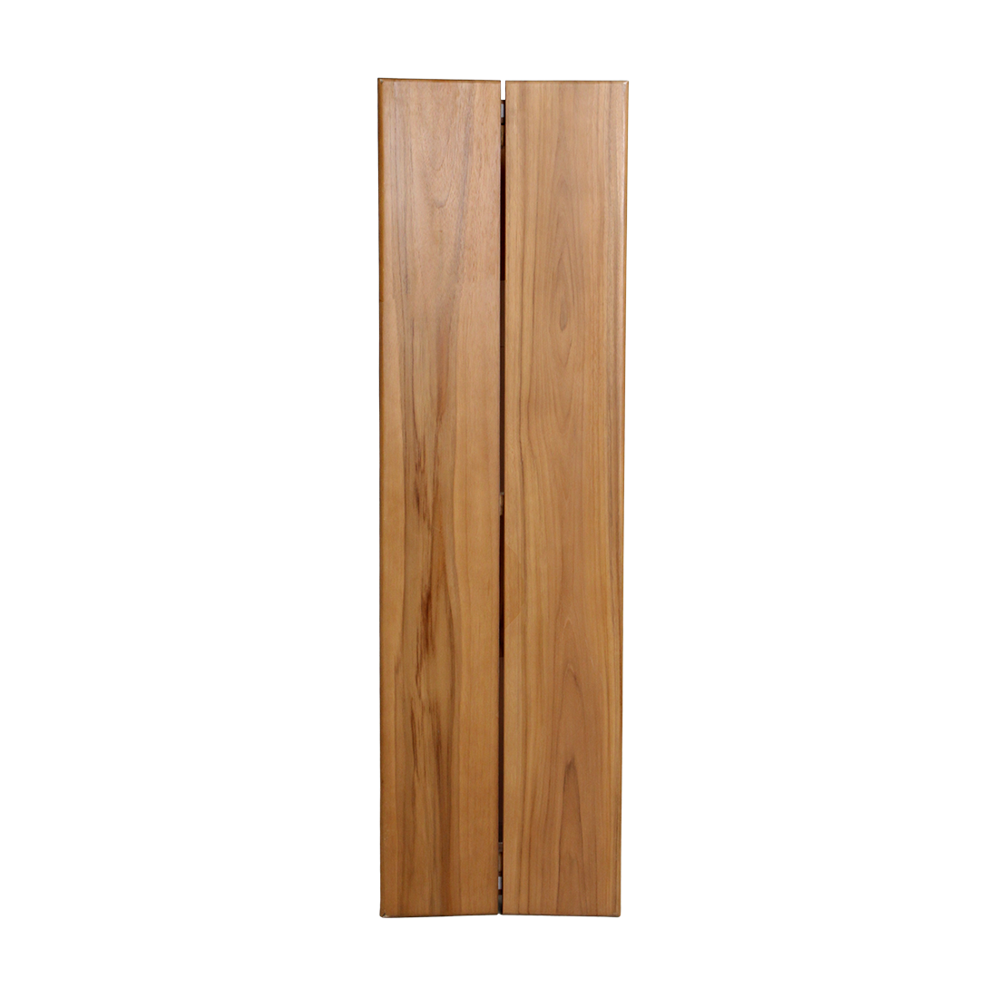 Bankje Teakhout Beige 120cm van Raw Materials, sfeerbeeld met het bankje tegen een lichte muur