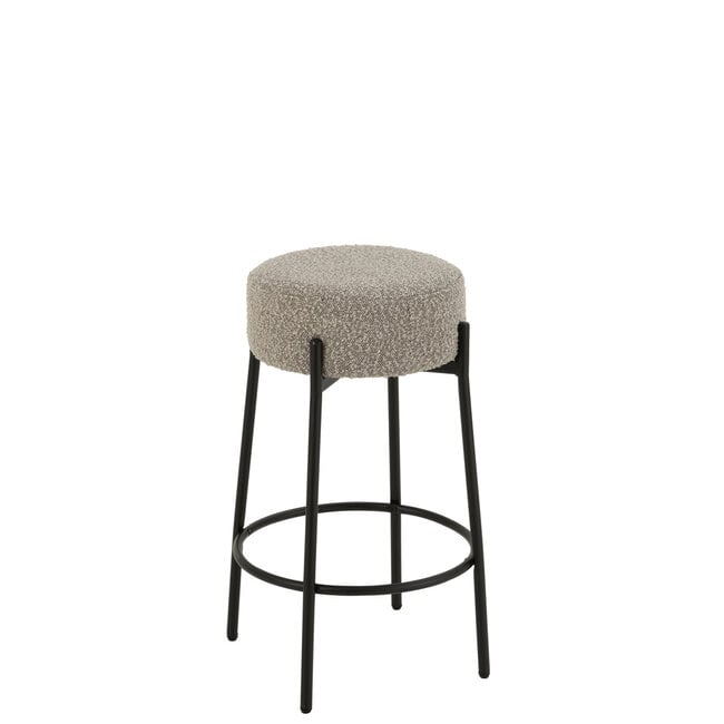 Barkruk Boucle Multiplex/Polyester Grijs/Zwart - Barkruk - J-Line - livinglovely.nl
