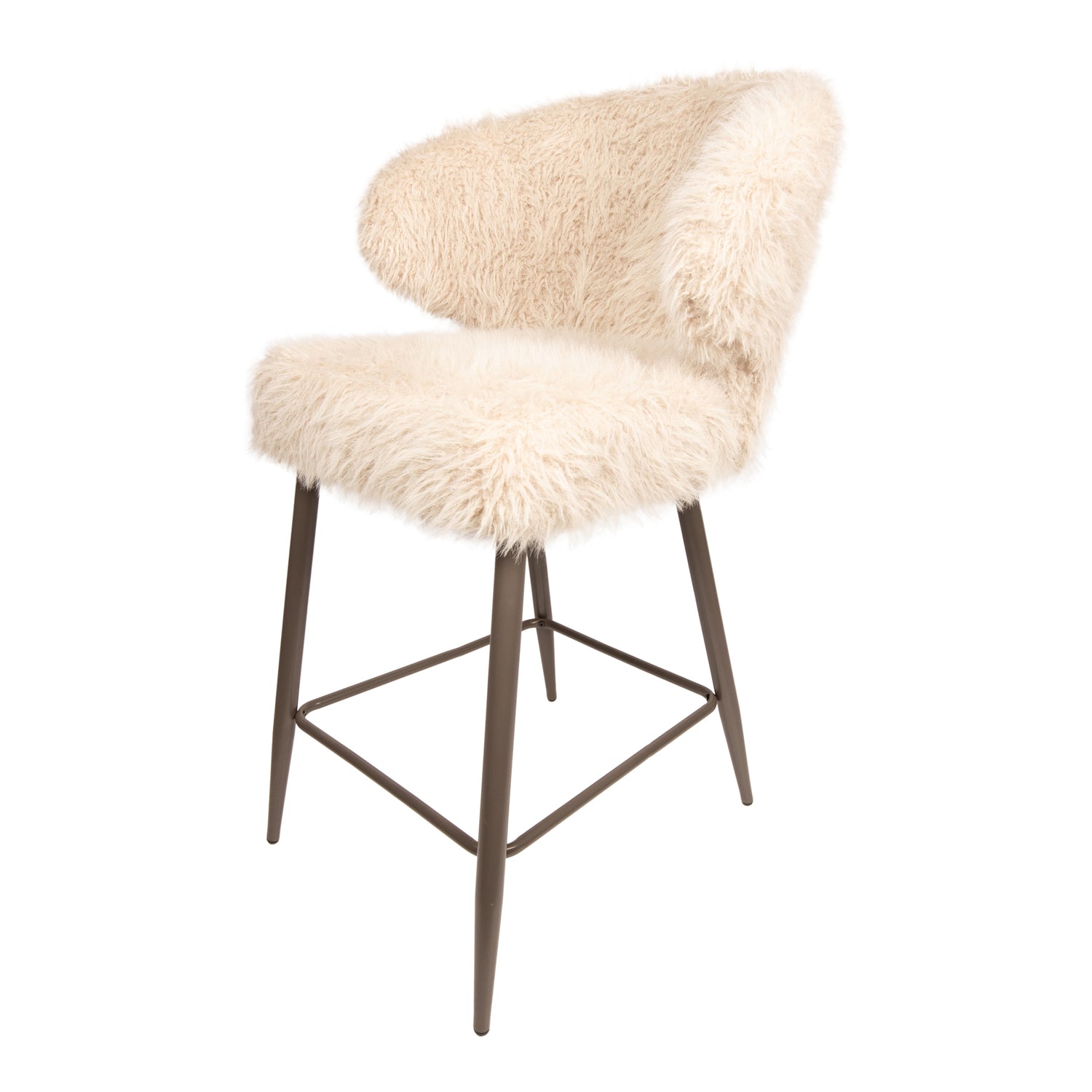 Beige Ares barkruk van PTMD met ronde zitting en comfortabele rugleuning
