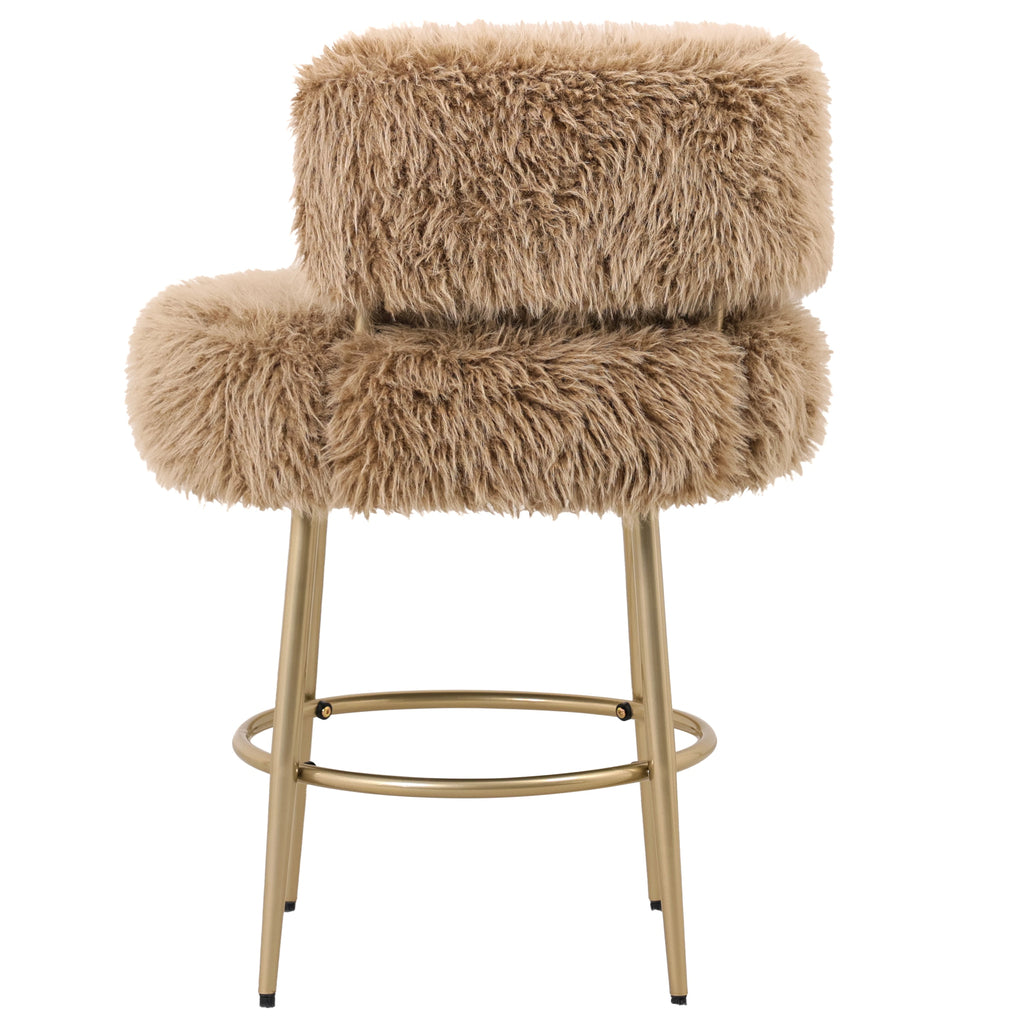 Hair barstoel van PTMD in bruin met comfortabele brede zitting