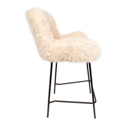 Leander barkruk van PTMD in beige met brede zitting van 8 cm dik