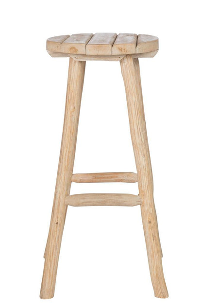 Barkurk Rond Eikenhout Naturel - Barkruk - J-Line - livinglovely.nl