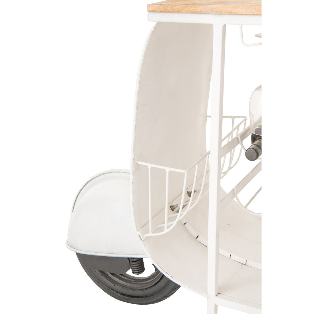 Barmeubel Retro Scooter van J-Line, gestreepte ijzeren scooter met zijspan in blauw en wit als bar