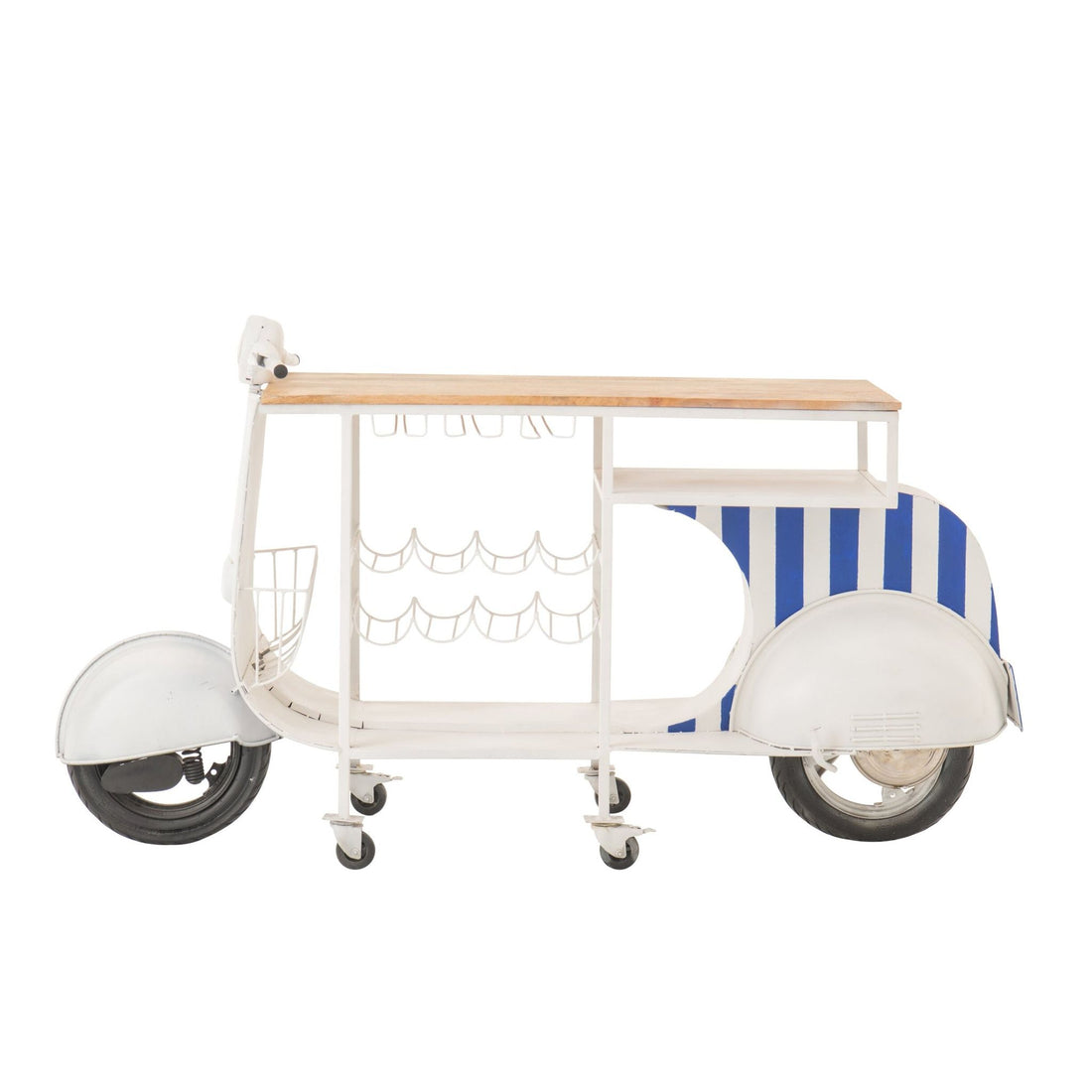 Barmeubel Retro Scooter Gestreept IJzer Blauw/Wit J-Line