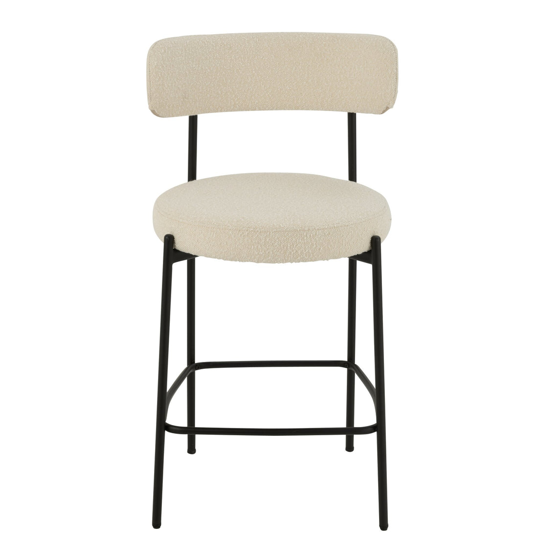 Barhocker Bouclé Multiplex/Polyester Weiß/Schwarz J-Line