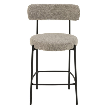 Barstoel Boucle Multiplex/Polyester Grijs/Zwart - Barkruk - J-Line - livinglovely.nl