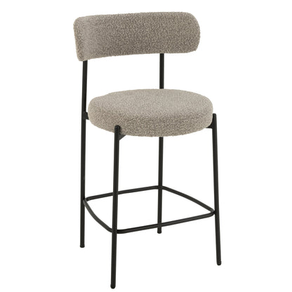 Barstoel Boucle Multiplex/Polyester Grijs/Zwart - Barkruk - J-Line - livinglovely.nl