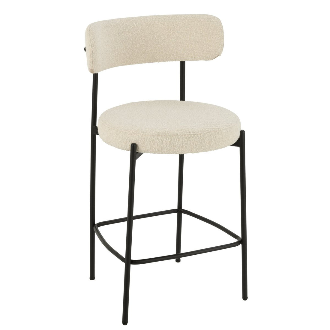 Barstoel Boucle Multiplex/Polyester Wit/Zwart - Barkruk - J-Line - livinglovely.nl