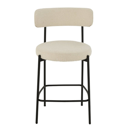 Barstoel Boucle Multiplex/Polyester Wit/Zwart - Barkruk - J-Line - livinglovely.nl