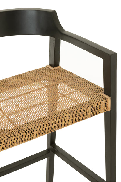 Barstoel Emma Teakhout Zwart Bruin J-Line - Barkruk - J-Line - livinglovely.nl