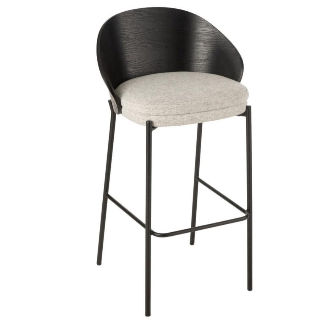 Barstoel Lone Multiplex/Metaal Zwart/Grijs - Barkruk - J-Line - livinglovely.nl
