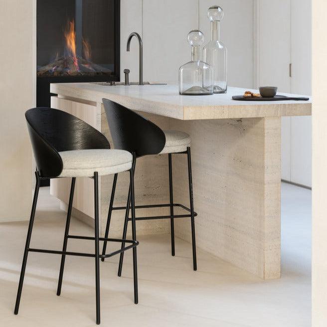 Barstoel Lone Multiplex/Metaal Zwart/Grijs - Barkruk - J-Line - livinglovely.nl