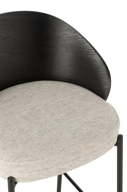 Barstoel Lone Multiplex/Metaal Zwart/Grijs - Barkruk - J-Line - livinglovely.nl