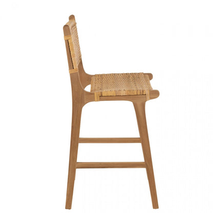 Barstoel Mona Rattan/Teak Naturel - Barkruk - J-Line - livinglovely.nl