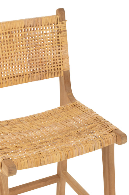 Barstoel Mona Rattan/Teak Naturel - Barkruk - J-Line - livinglovely.nl