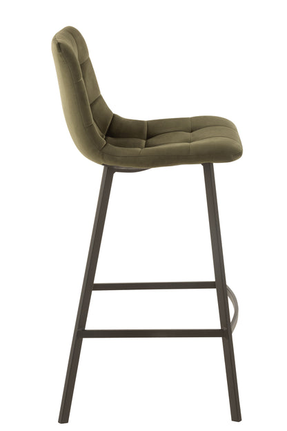 Barstoel Olivier Textiel/Metaal Donker Groen - Barkruk - J-Line - livinglovely.nl
