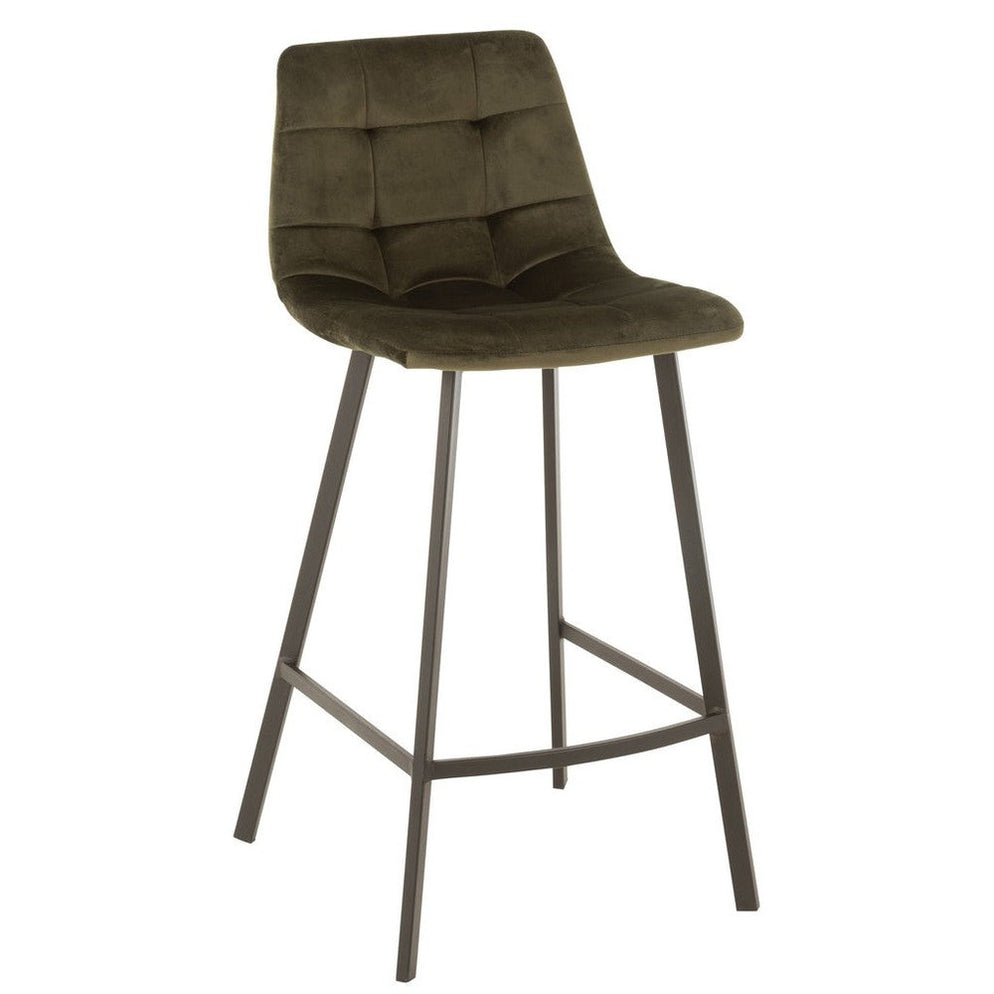 Barstoel Olivier Textiel/Metaal Donker Groen - Barkruk - J-Line - livinglovely.nl