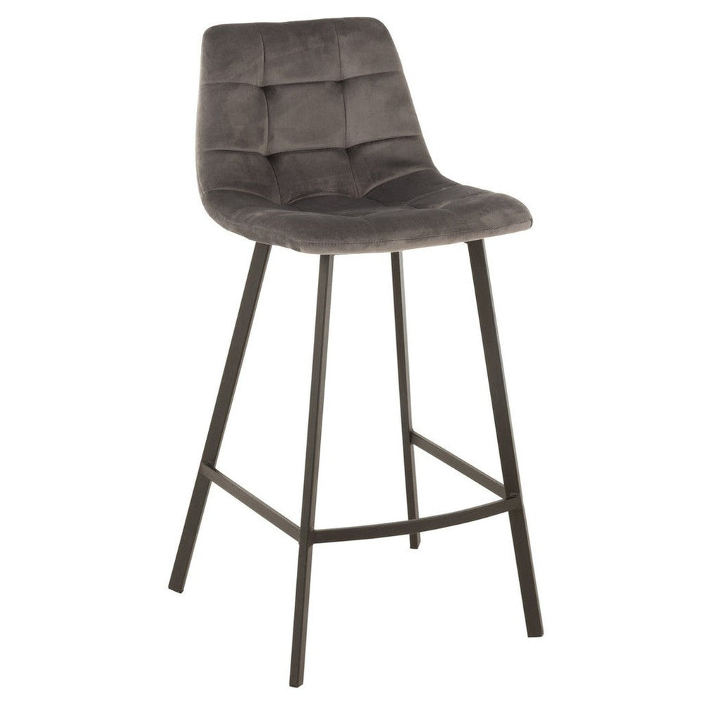 Barstoel Olivier Textiel/Metaal Grijs - Barkruk - J-Line - livinglovely.nl