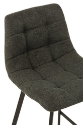 Barstoel Stephane Textiel/Metaal Donkergrijs – J-Line - Barkruk - J-Line - livinglovely.nl