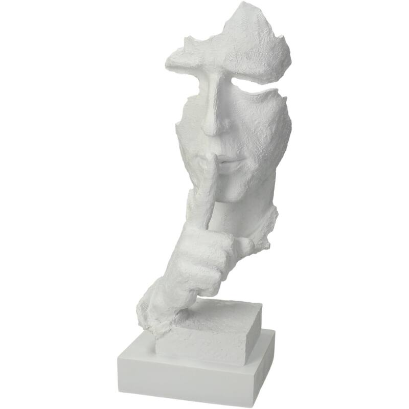 Beeld Gezicht Wit 14x12x34cm - Beeld - Living Lovely - livinglovely.nl